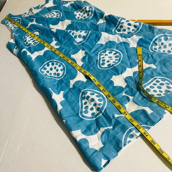 Island Company Linen Tropical Print Classic Shift Dress Size M Medium Blue - Picture 5 of 6